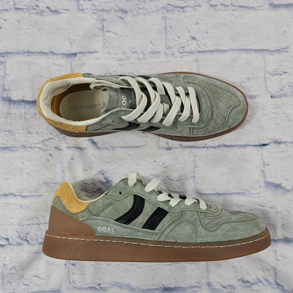 Coolway Goal Sneakers Mens 9 Green Suede Low Top Retro Gum Sole Streetwear Shoe